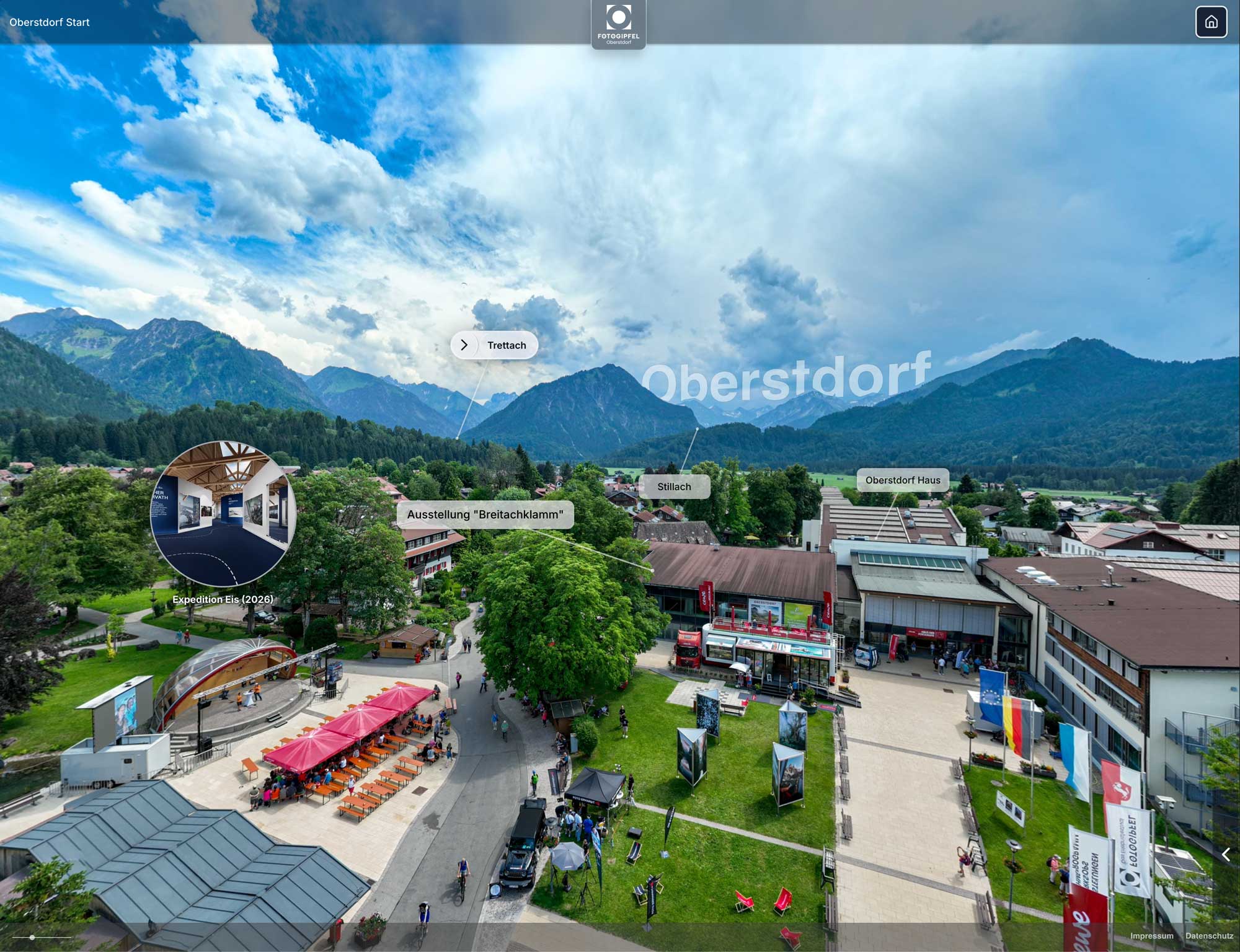 Startansicht des virtuellen Rundgangs durch den Fotogipfel Oberstdorf 2026