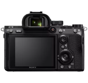 Kamera, Sony Alpha 7 III, Rückseite, DSLM Spiegellose Systemkamera von Sony, Rückansicht mit Bedienelementen, Kamerasystem von Sony