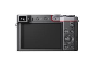 Kamera Lumix Leica Edelkompaktkamera, premium Kompaktkamera, Edelkompaktkamera, fest verbautes und integriertes Objektiv, Rückansicht mit Bedienelementen, Display und Sucher