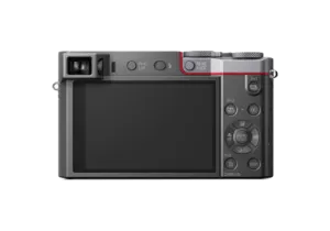 Kamera Lumix Leica Edelkompaktkamera, premium Kompaktkamera, Edelkompaktkamera, fest verbautes und integriertes Objektiv, Rückansicht mit Bedienelementen, Display und Sucher