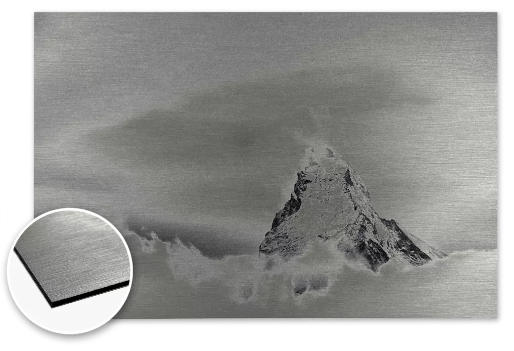 Das Matterhorn (Schweiz) gedruckt im UV-Direktdruck auf Alu-Dibond mit Buttlerfinish