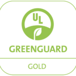 Logo "Greenguard Gold", zeigt, dass ein Produkt nach der Norm Greenguard Gold zertifiziert ist. Diese schadstoffarmen Tinten eignen sich auch für Schulen und Gesundheitseinrichtungen