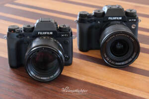 Fujifilm X-T1 und X-T2 fotografiert mit einer X-T3 für einen ISO-Vergleich. Bild mit ISO 12800