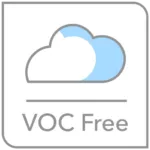 Logo VOC Free, zeigt dass in einem Produkt keine schädlichen VOCs (Flüchtige organische Verbindungen) enthalten sind