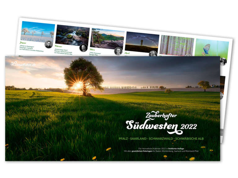 Vorder- und Rückseite des Heimatfotos Kalender 2022 "Zauberhafter Südwesten"